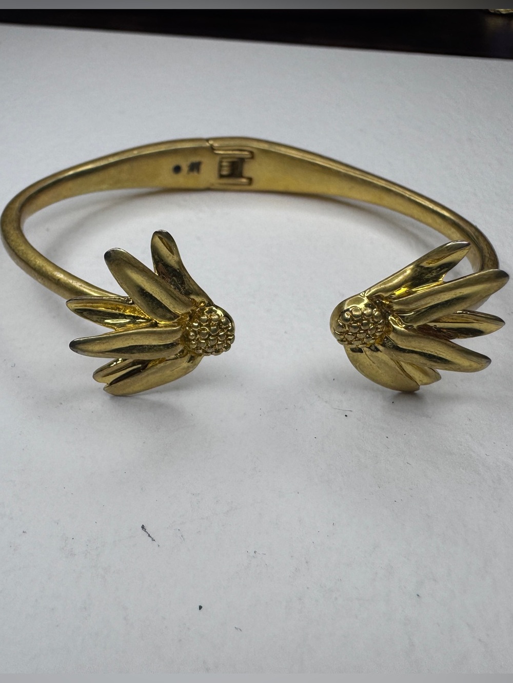 Madewell Sunflower Hinged Cuff Bracelet 7" Gold Tone